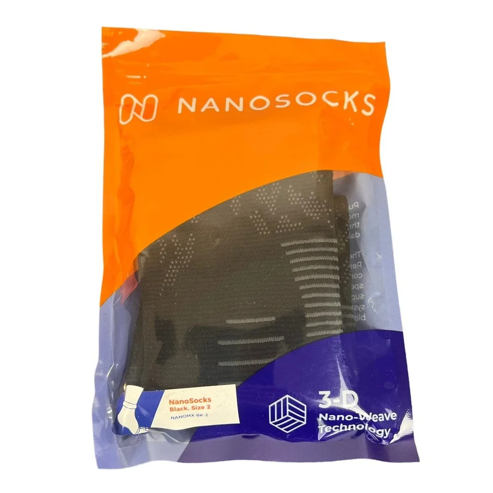 NEW! Nanosocks 3D Nano-Weave Technology Nanomx-BK-2 BLACK Size 2‎ / Medium
